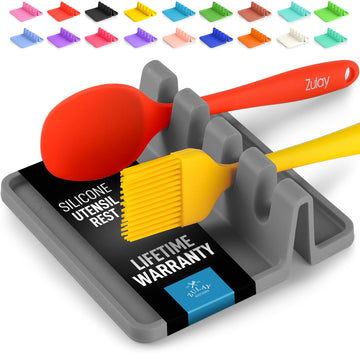 Zulay Kitchen Spoon Rest for Multiple Utensils High Heat-Resistant Silicone Drip Pad, BPA-Free Spoon Holder for Stove Top, Kitchen Gadget Holder