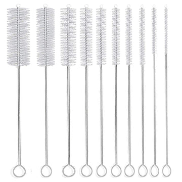 Long Straw Brush, Nylon Pipe Tube Cleaner 8-ihch 10 Different Diameters Set of 10