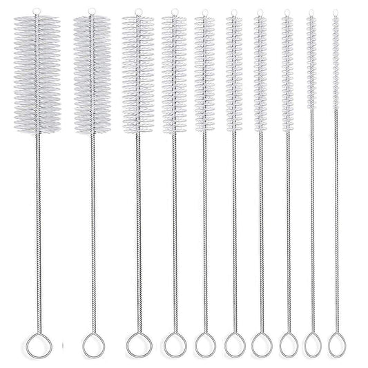 Long Straw Brush, Nylon Pipe Tube Cleaner 8-ihch 10 Different Diameters Set of 10