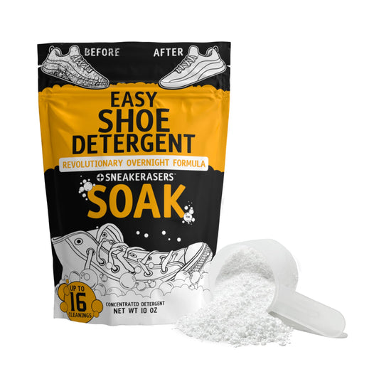SneakERASERS Overnight Soak, Shoe and Sneaker Cleaner, Easy Detergent for Sneakers athletic shoes, and more. No fuss!