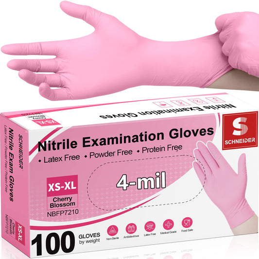 Schneider Nitrile Exam Gloves, 4-mil Medical Gloves Disposable Latex Free, Powder Free, Food Safe Glove for Examination