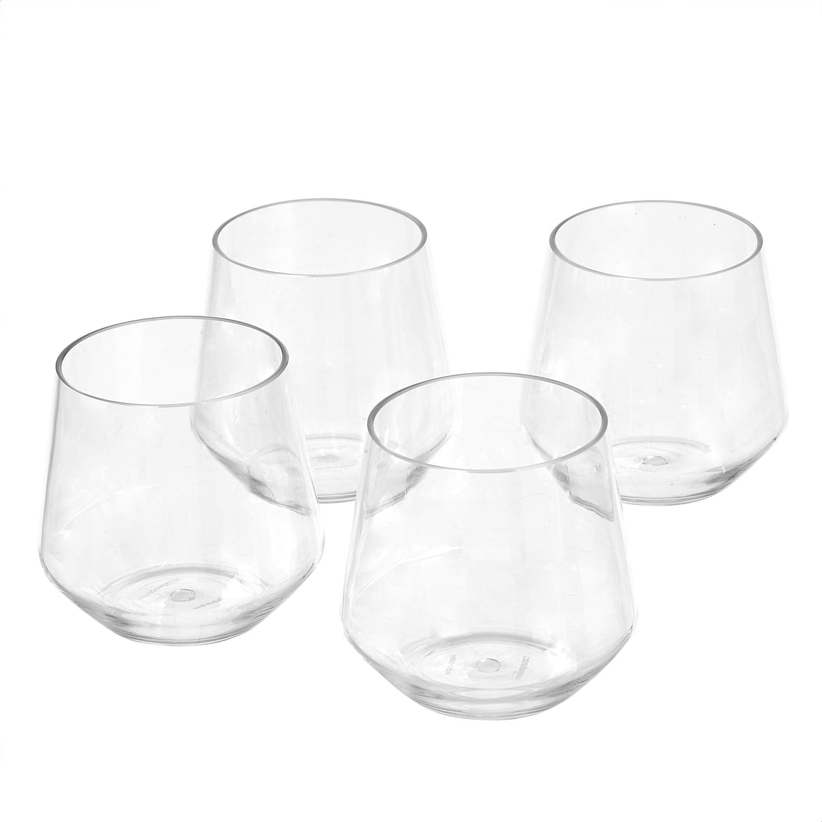Basics Tritan Glasses, Dishwasher Safe, BPA-Free Plastic, Stemless Wine, Shatterproof, Looks Like Glass, 14-oz, Clear, Set of 4