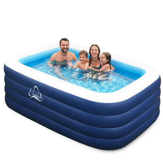 Inflatable Pool for Kids and Adults with No Collapse, 100" X 60" X 30" Deepened Swimming Pool for Toddlers, Outdoor, Garden, Backyard