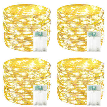 4 Pack 60 LED Fairy Lights Battery Operated with Timer, 20 FT String Lights
