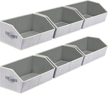 Closet Organizers Bins 6 Packs - Large Closet Shelf Organizer with Handles, Fabric Trapezoid Storage Bins, Collapsible Storage Cubes for Clothes