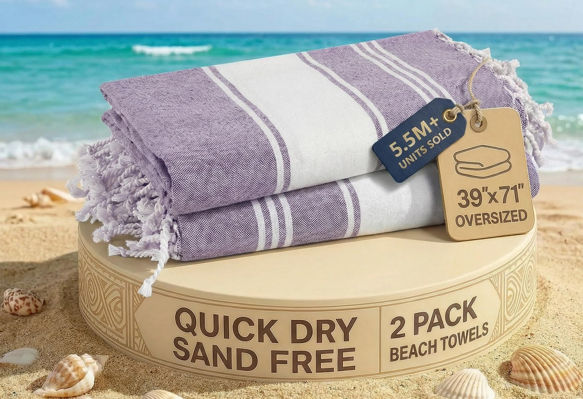 LANE LINEN Large Pool Towels, XL Beach Towel 2 Pack, Pre-Washed, No Shrink, Quick Dry Oversized Beach Towels, Stylish Beach Towel for Women, Sand Free Towel, 39"x71" - Regal Orchid
