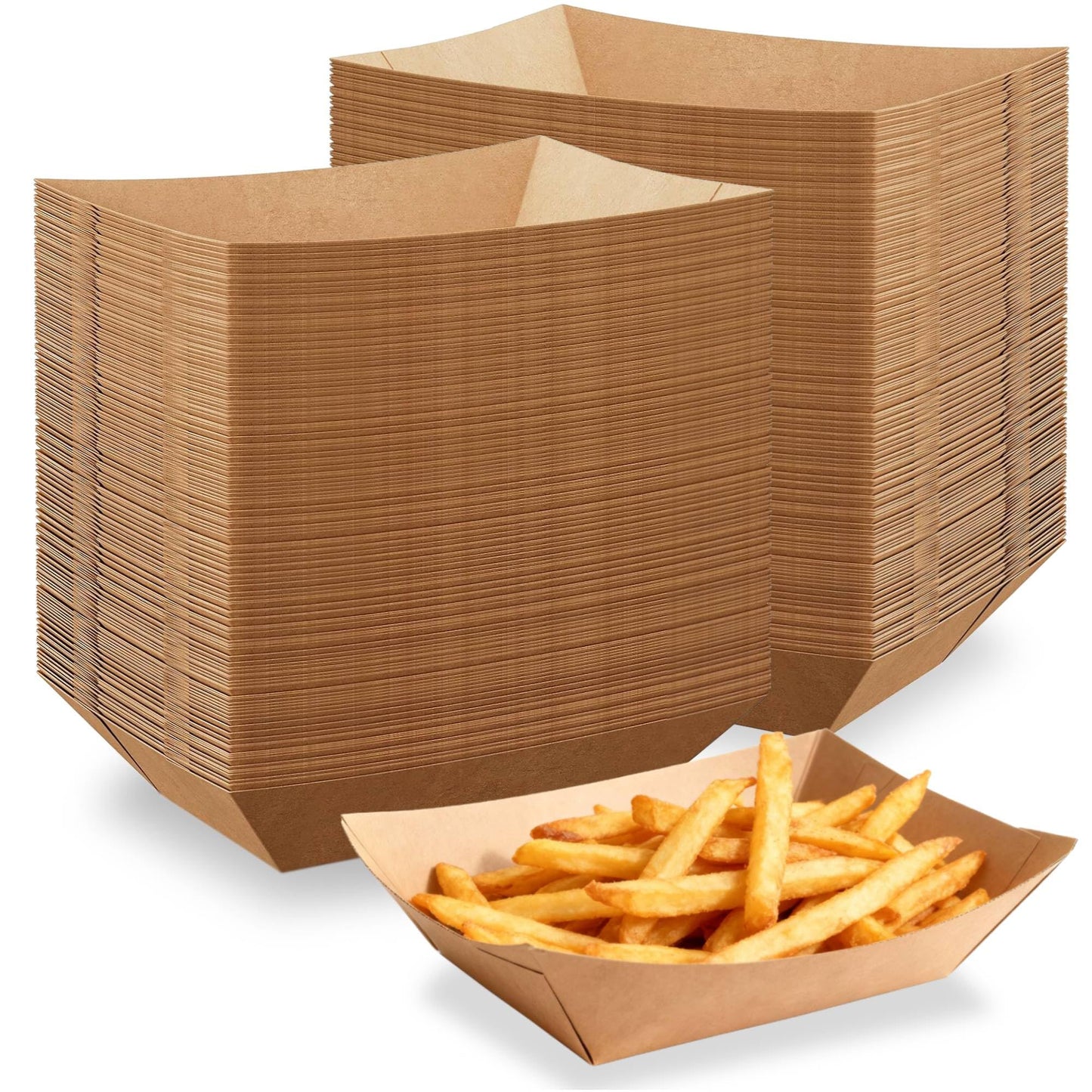 250 Pack 2lb Paper Food Boats - Heavy-Duty Food Trays Disposable,Paper Food Trays for Hot Dog,Nacho,Fries,Onion Rings,Ice Cream or Other Snacks