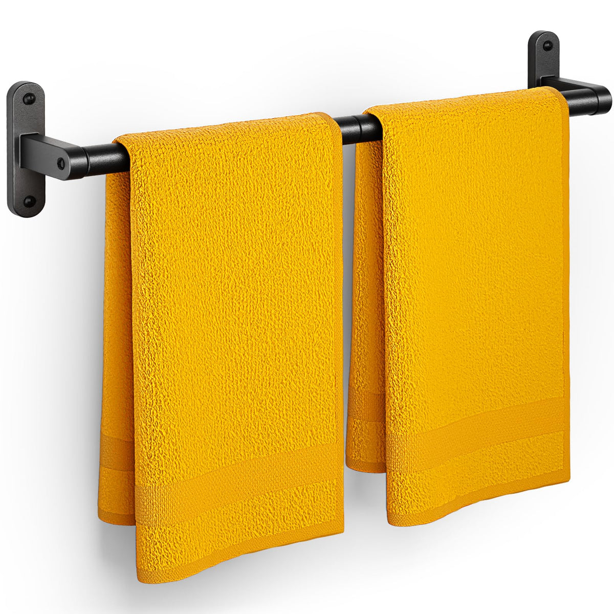 Matte Black Towel Rack for Bathroom - 24" Rustproof Towel Holder, Sturdy Towel Bar Wall Mounted, Space-Saving Towel Hanger, Bathroom Accessories