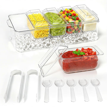 ARSTPEOE Condiment Tray, Chilled Condiment Server for Home, Party, Celebration, Bar Garnish Holder on Ice, Bar Accessories Fruit and Salad