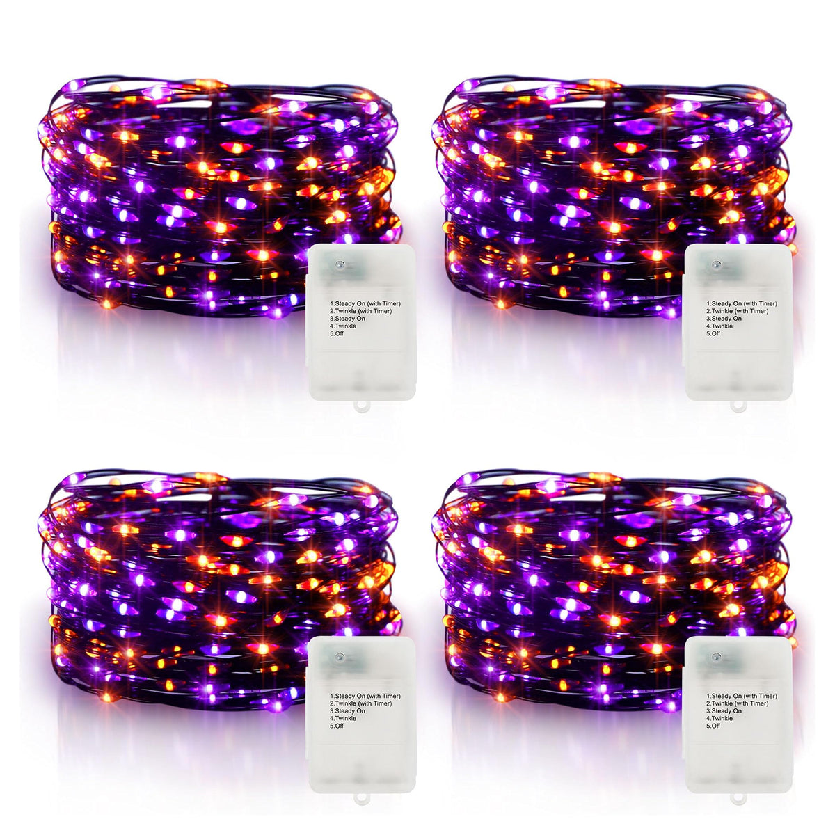 4 Pack Halloween Timer Fairy Lights Battery Operated Twinkle Lights