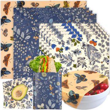 Reusable Beeswax Wrap - 9 Pack Beeswax Wraps for Food, Eco-Friendly Beeswax Food Wraps, Bread Sandwich Wrapper - Organic, Sustainable, Zero Waste