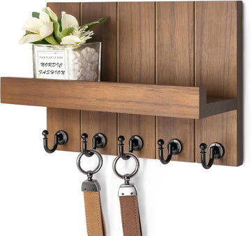Rebee Vision Decorative Key Holder Wall Mount - Rustic Key Holder for Wall with Shelf and Mail Organizer for Living Room Decor - Home Essentials