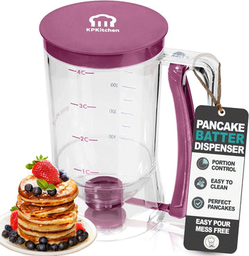 KPKitchen Pancake Batter Dispenser - Kitchen Must Have Tool for Perfect Pancakes, Cupcake, Waffle, Muffin Mix, Cake & Crepe - Baking Supplies