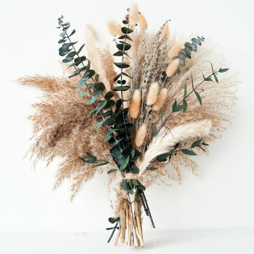 Green Pampas Grass Boho Bouquet – Exquisite Lavender and Eucalyptus Dried Flower Arrangements for Western Boho Decor – Rustic Flowers