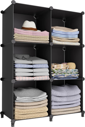 6-Cube Storage Organizer, Closet Organizer Storage Cabinet Shelf Bookcase Bookshelf with Metal Hammer, Storage Cubes Organizer Cabinet for Kids
