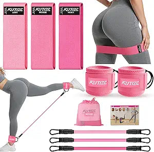 KUTIZE Ankle Resistance Bands with Cuffs & Fabric Resistance Bands Set - Legs & Glutes Workout Equipment for Women & Men, Home Gym Heavy Exercise Bands for Hip, Yoga, Strength Training, Rehab, Pilates