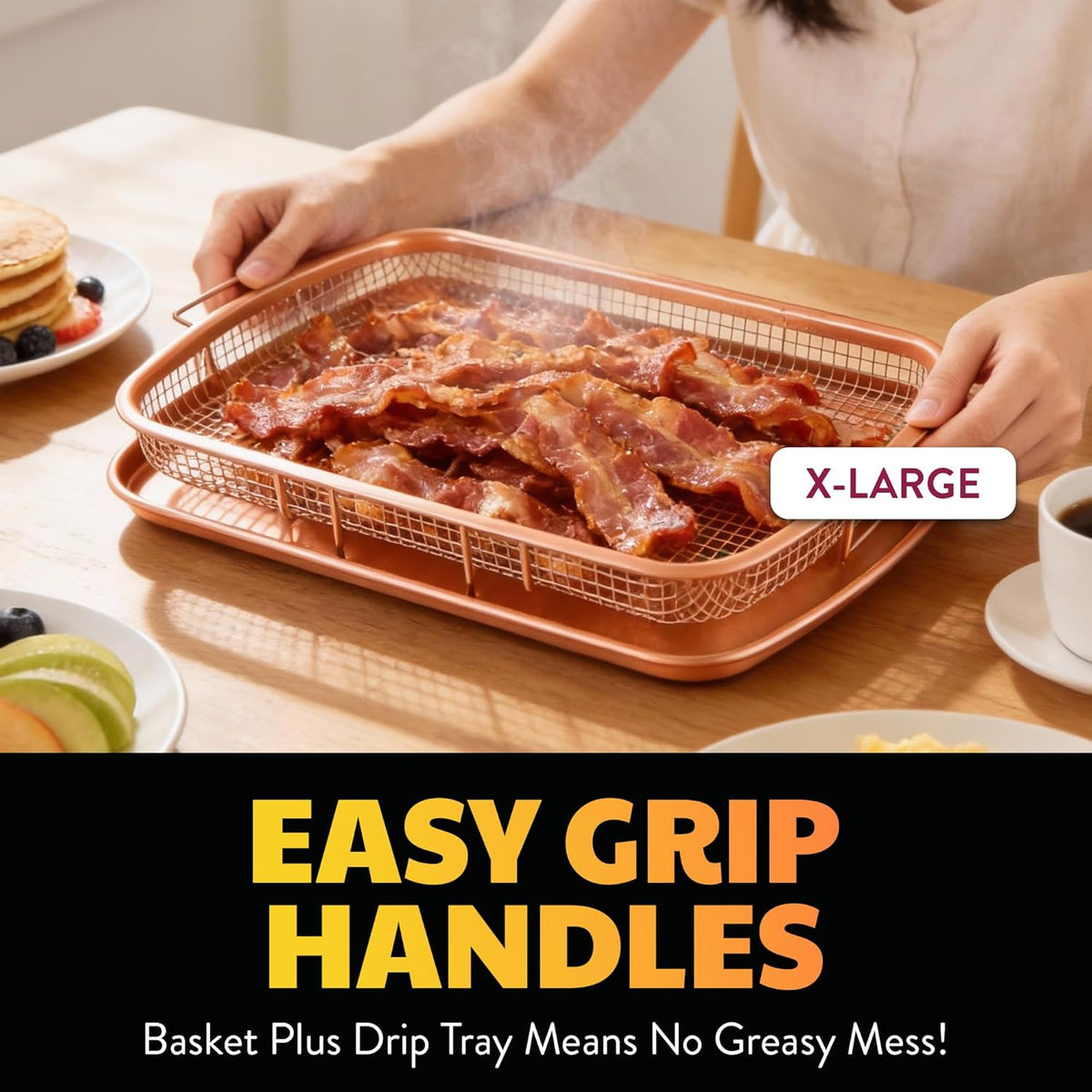 Gotham Steel Baking Sheet with Air Fry Rack, 16.5” x 12.5”, 2 Pc Multipurpose Air Fryer Tray and Cookie Sheet Pan for Oven, Use as Cooling Wire Rack, for Cooking, Pizza, Bacon, Dishwasher Safe