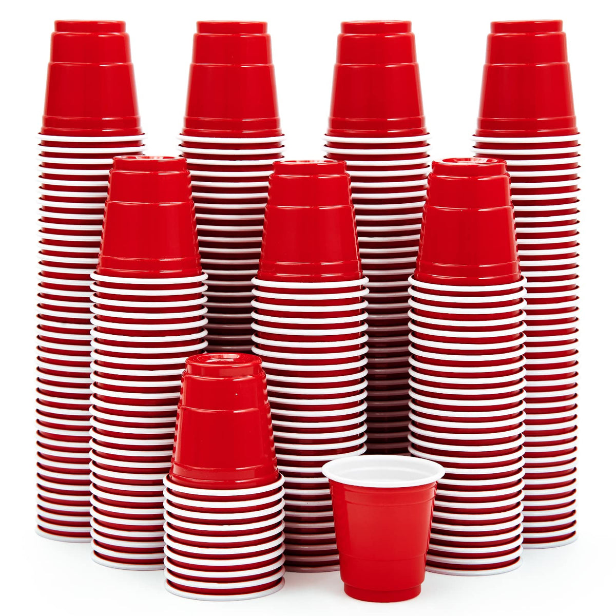 Lilymicky 300 PACK 2 oz Plastic Shot Glasses, Red Disposable Shot Cups, Mini Red Shot Cups, 2 oz Party Cups for Halloween Christmas Party