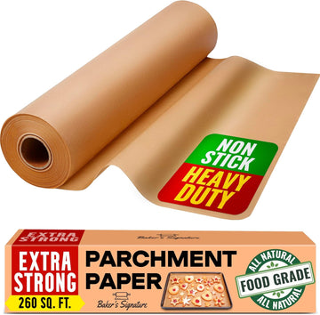 260 Sq.Ft Unbleached Parchment Paper for Baking – Roll with Cutter, Heavy Duty Non-Stick Brown Parchment for Baking, Cooking, Grilling