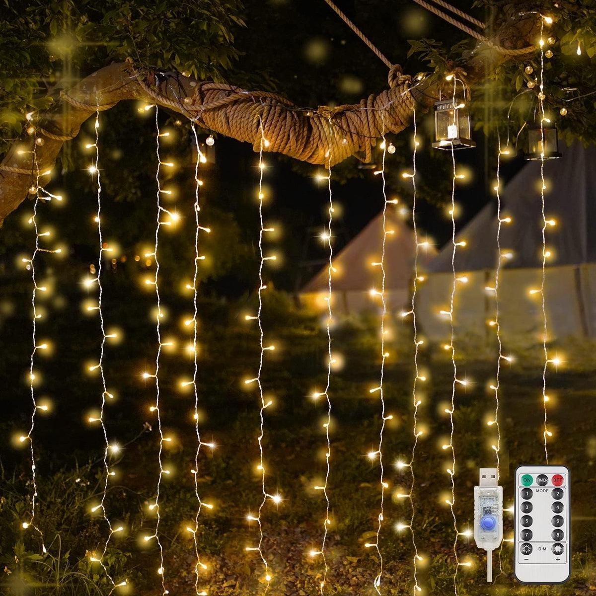 suddus Curtain Lights for Bedroom, 200 Led Hanging String Light Outdoor, Fairy Curtain Lights Indoor for Christmas, Dorm, Wall, Backdrop, Window