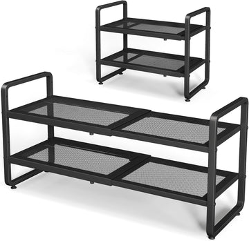 SNTD Shoe Rack - Expandable Shoe Organizer for Closet, Adjustable Metal Shoe Shelf Storage, Stackable Long Shoe Stand Holder for Garage, Entryway
