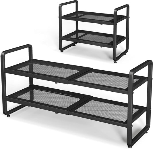 SNTD Shoe Rack - Expandable Shoe Organizer for Closet, Adjustable Metal Shoe Shelf Storage, Stackable Long Shoe Stand Holder for Garage, Entryway