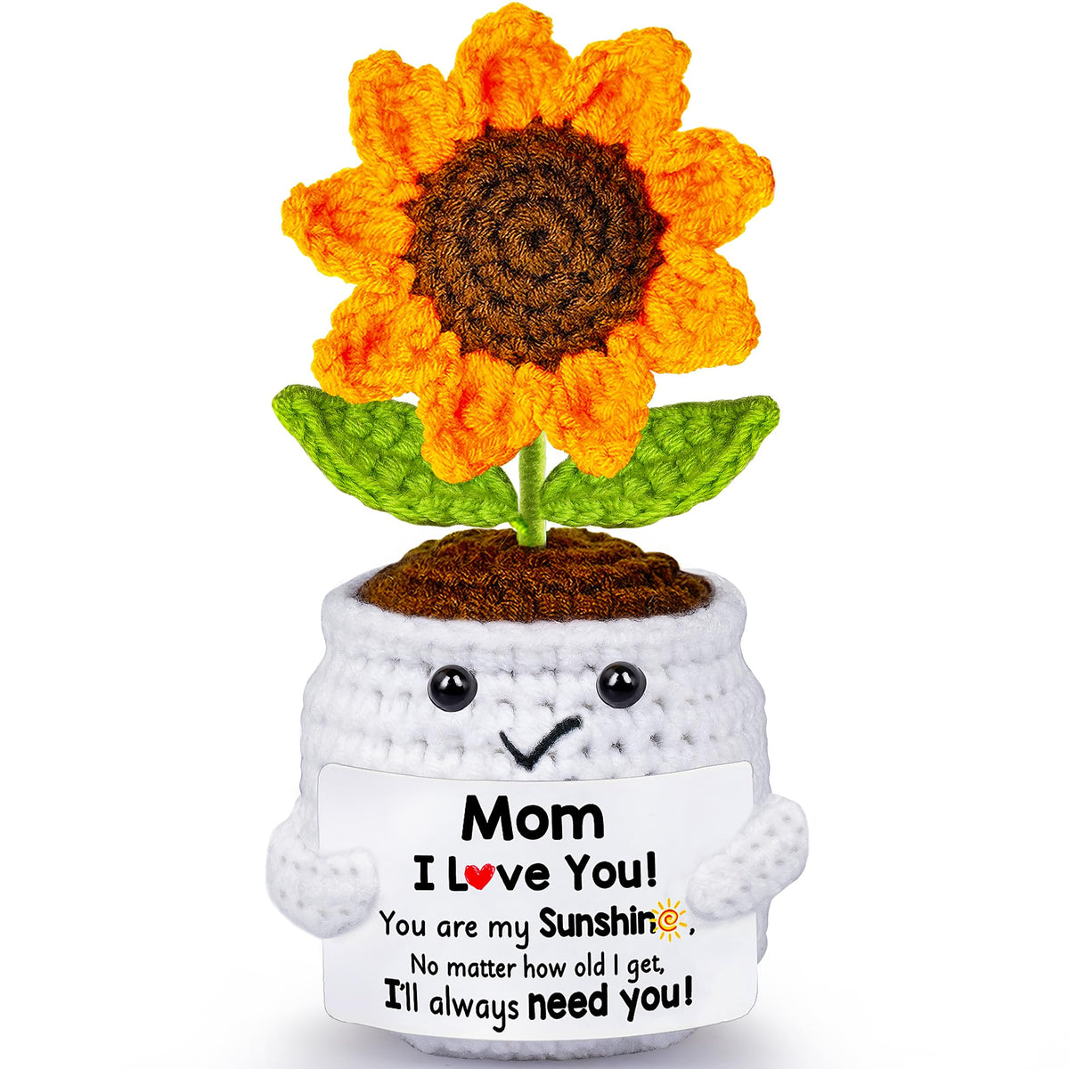 Mothers Day Mom Gifts for Mom, Gifts for Moms from Daughter Son, Mother's Day Birthday Gift for Moms Mommy Mother in Law Step Mama, Handmade Crochet Sunflower Doll I Love You Sweet Gift for Mum