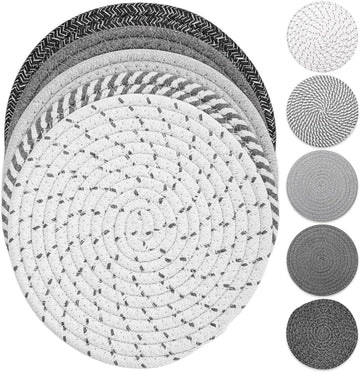Tidponra Trivet Mats Set for Hot Dishes, 5 Heat Resistant Pot Holders Kitchen Counter, Table, Home Essentials, Anti Stain Hot Pads Plate Mats