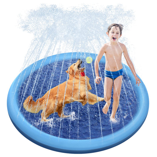 Raxurt Splash Pad, Non-Slip Thicken Splash Pad for Kids Ages 4-8 Toddler Baby Splash Sprinkler Pad Dog Pool Summer Outdoor Water Toys for Boys Girls, 59'' Blue