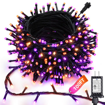 Joomer Orange Purple Halloween Lights, 100FT 300LED Plug-in String Lights