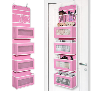 GCreation Over Door Organizer for Bedroom Bathroom Pantry, 5 Shelf Pink