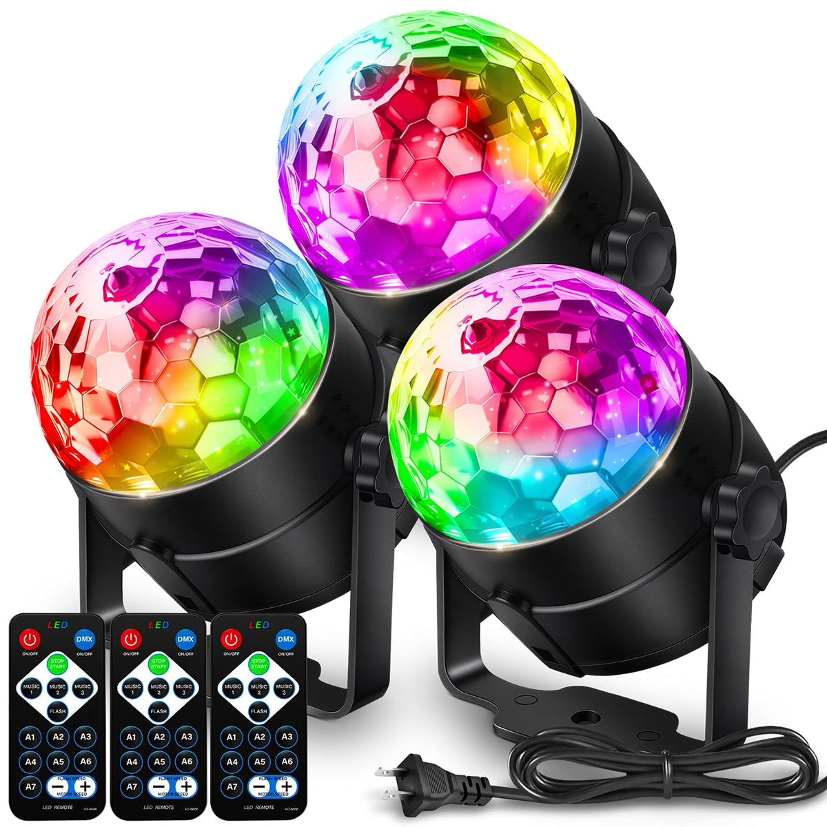 NEQUARE Disco Ball DJ Party Lights Sound Activated with Remote Control Strobe Lamp 7 Modes Stage Light for Home Room Dance Parties Karaoke Halloween
