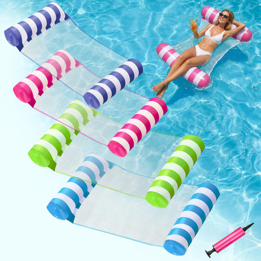 4 Pack Inflatable Pool Floats, OKSUWATER 4-in-1 Water Hammock, Pool Floats Adult Size for Swimming Pool Party Summer Lake Water Fun