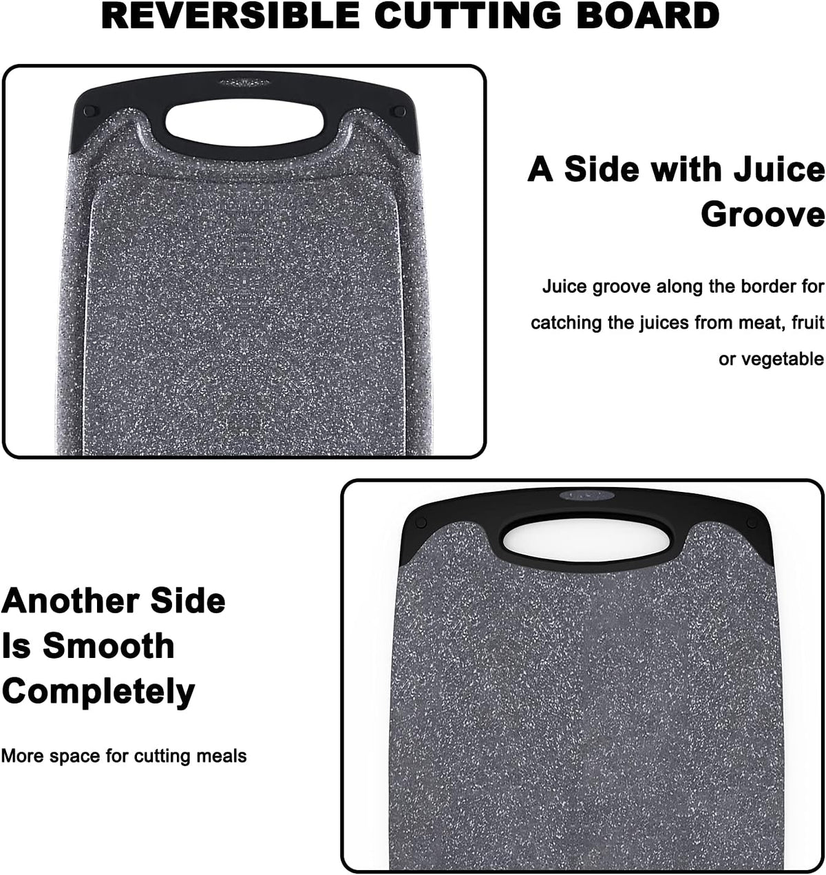 Cutting Boards for Kitchen, Large-Small Cutting Board Set of 3, Dishwasher Safe, Juice Groove, Easy Grip Handle, Non-Slip Rubber Cutting Board