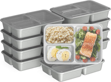 Bentgo Prep - 20-Piece 3-Compartment Reusable Meal Prep Containers with Lids, PFAS & BPA Free Materials, Durable, Microwave, Freezer