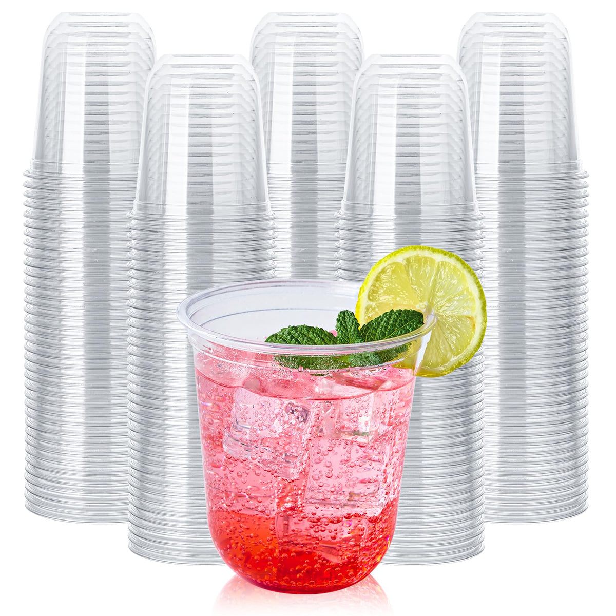 Vplus 12 oz Compostable Clear Plastic Cold Cups, 100 Pack Biodegradable Disposable Cups, BPA & PFAS Free, Plant-Based Plastic Cups for Juice, Wine, Parties, Weddings, and Everyday Use