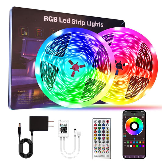 HBOWMDJIA Led Lights for Bedroom 200 FT (2 Rolls 100 FT), with Remote and Application Control RGB Color Changing LED Strip Lights, Music