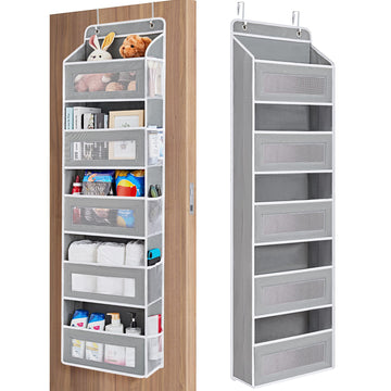 JARLINK Over the Door Organizer for Bedroom, Pantry, Bathroom, 5 Shelf Grey