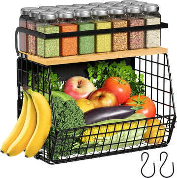 Ofiray-home Magnetic Shelf for Fridge with Wood Lid, Fruit Potato and Onion Storage Bins, Pantry Organizers & Storage