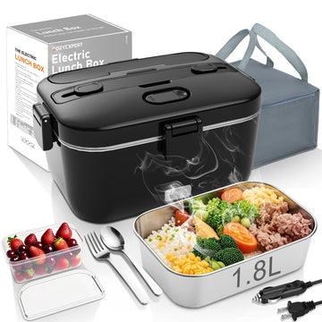 Electric-Lunch-Box-Heated-Food-Warmer 100W Heating Lunchbox for Adults 1.8L Portable Food Heater for Work/Car