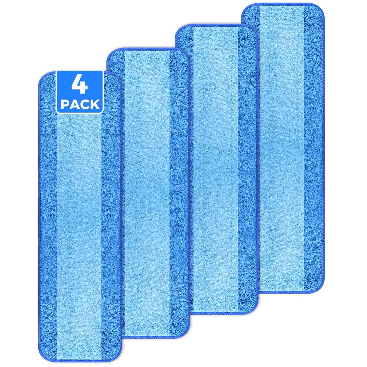 wlich 4-Pack Microfiber Cleaning Pads, 18-Inch Microfiber Mop Pads Compatible with Bona Mop, Washable and Reusable Mop Pad Refills for Hardwood Tile Laminate Floors