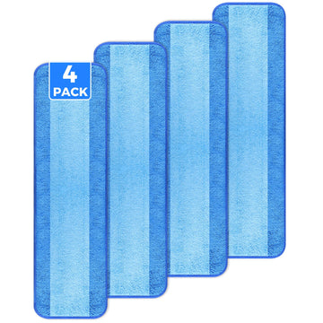 wlich 4-Pack Microfiber Cleaning Pads, 18-Inch Microfiber Mop Pads Compatible with Bona Mop, Washable and Reusable Mop Pad Refills
