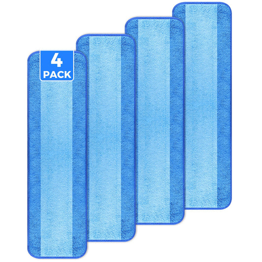 wlich 4-Pack Microfiber Cleaning Pads, 18-Inch Microfiber Mop Pads Compatible with Bona Mop, Washable and Reusable Mop Pad Refills for Hardwood Tile Laminate Floors