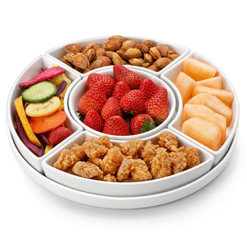 MALACASA Porcelain Divided Serving Dishes, Appetizers Tray, Serving Tray for Party - Perfect for Chips and Dip, Fruit, Veggies, Candy and Snacks