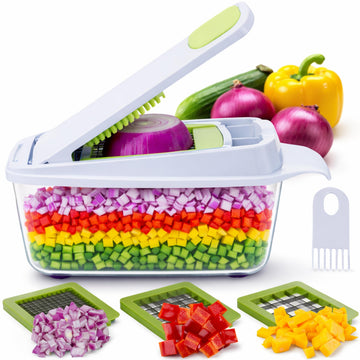 Brieftons QuickPush Food Chopper: Strongest & 200% More Container Capacity, 30% Heavier Duty, For Onion, Fruit and Vegetable Chopping