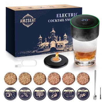 Electric Whiskey Smoker Kit-Rechargeable Cocktail Smoker Set with 6 Wood Chips-Unique Bourbon Ideal Christmas, Birthday, Valentine's Day Gift