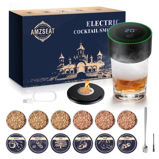 Electric Whiskey Smoker Kit-Rechargeable Cocktail Smoker Set with 6 Wood Chips-Unique Bourbon Ideal Christmas, Birthday, Valentine's Day Gift,Gifts for Men, Dad, Husband