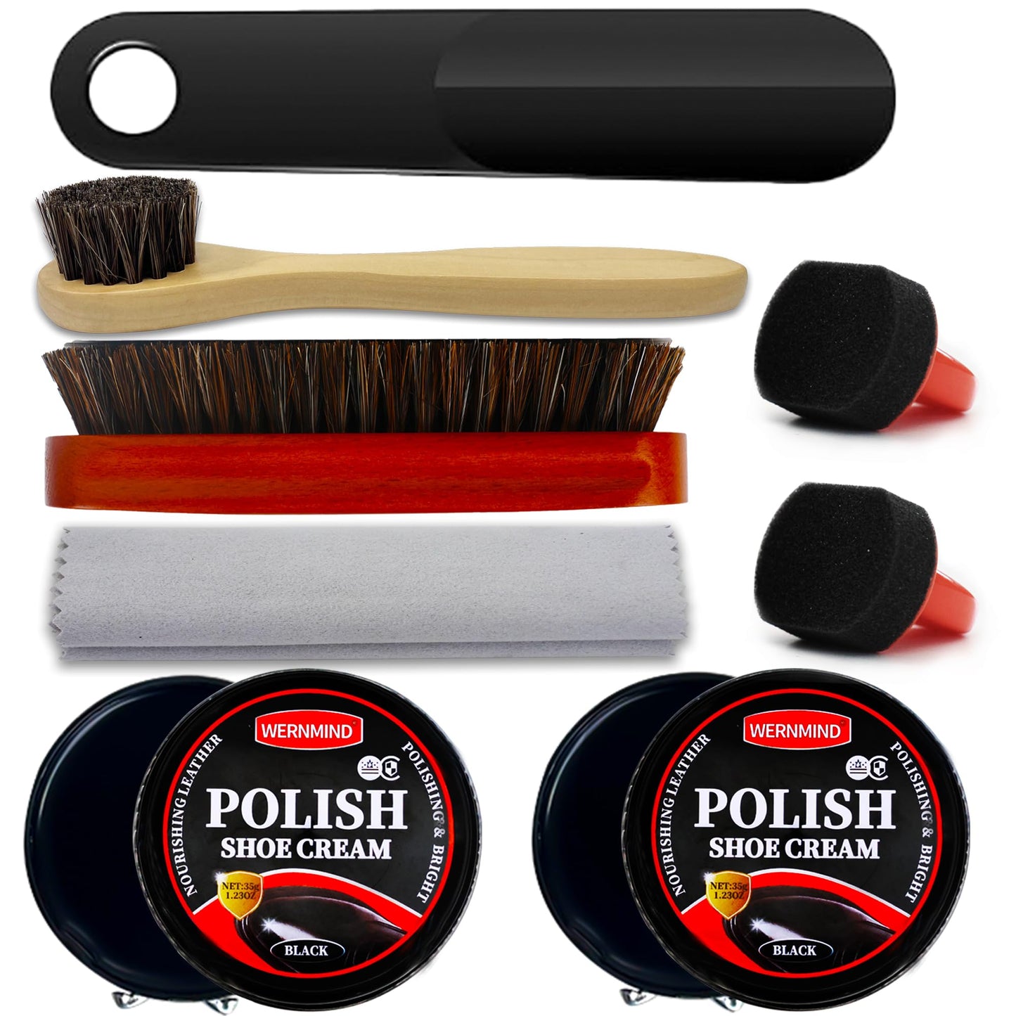 Black Brown Shoe Polish Kit Saddle Soap Mink Oil Shoe Shine Kit Boots Leather Conditioner Cream Wax Care Set
