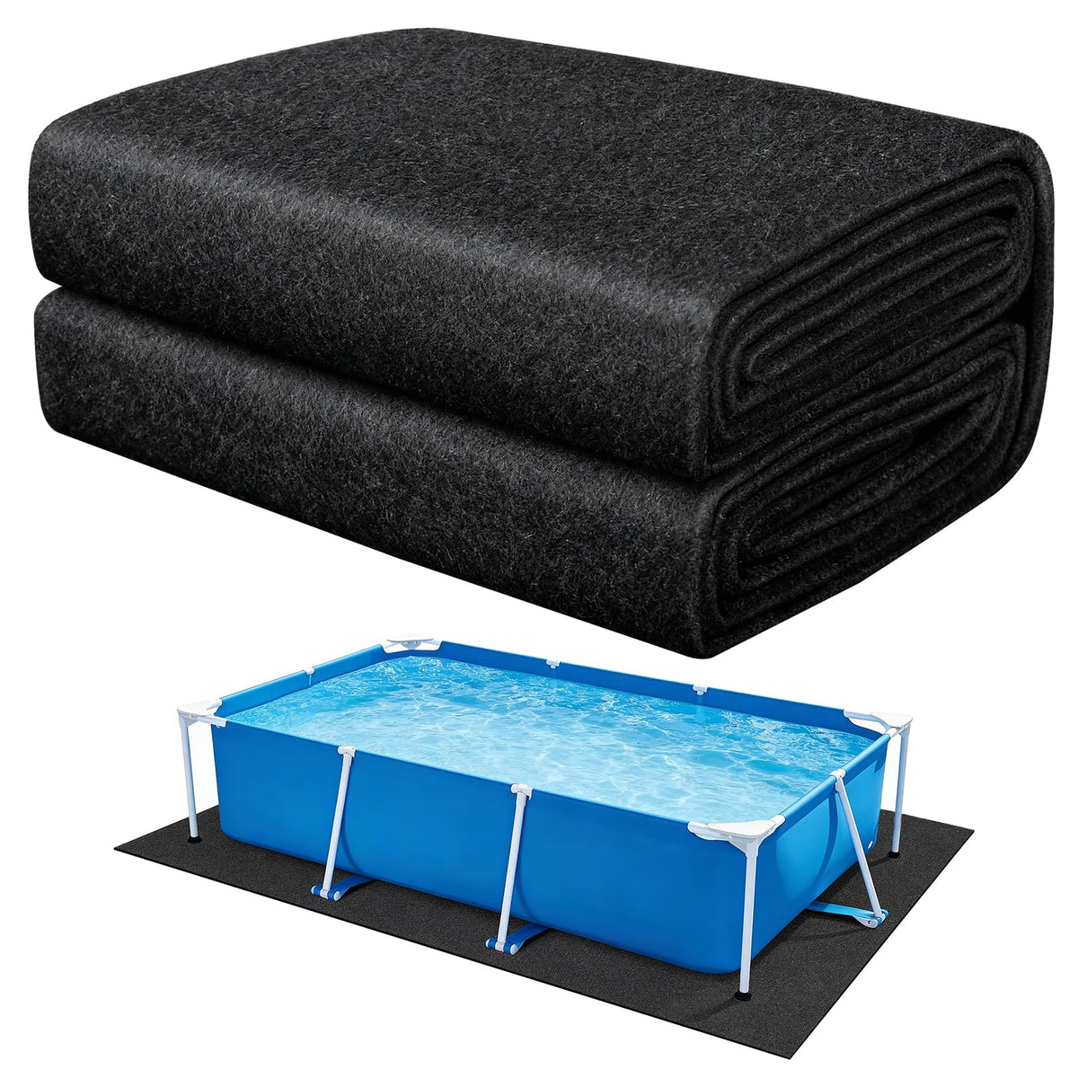 11x7.5ft Rectangular Pool Liner Pad for Above Ground Swimming Pools,Thickened Under Pool Mat Padding,Pools Bottom Liner Protector to Prevent Punctures & Extend Liner Life
