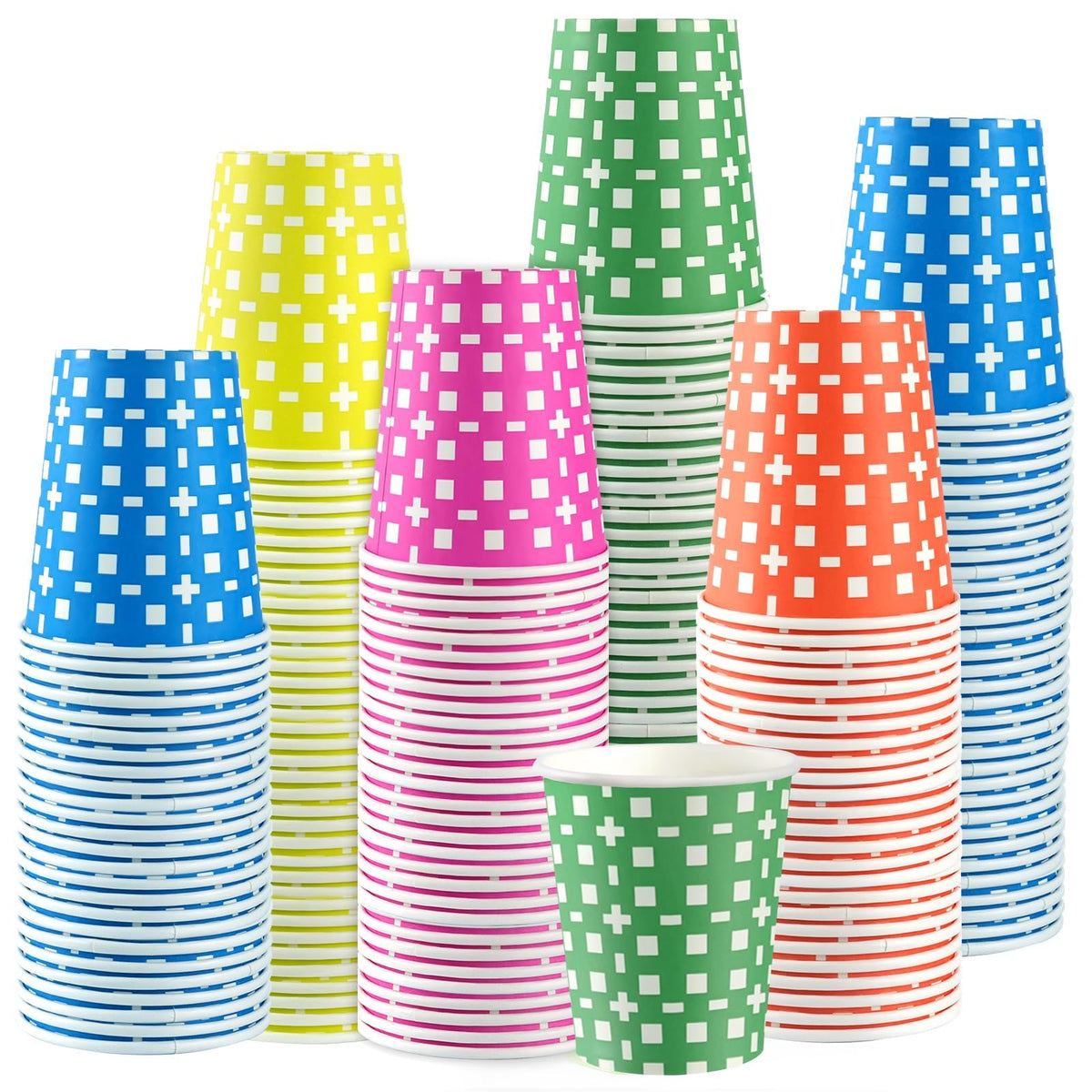 500Pack 5 oz Paper Cups, Multicolor Small Bathroom Mouthwash Disposable Paper Cups Dessert Dispenser for Home Use, Party, Picnic, Travel and Event, BBQ, 5 Colors